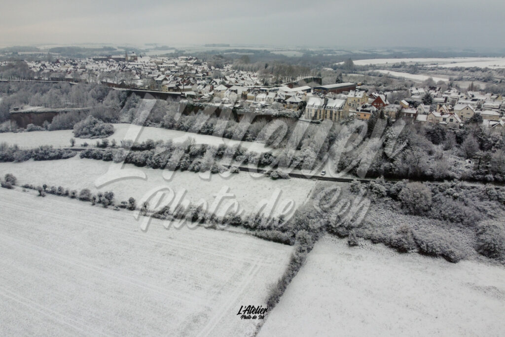 Photographie photo ville neige drone Montreuil sur Mer Pas de Calais