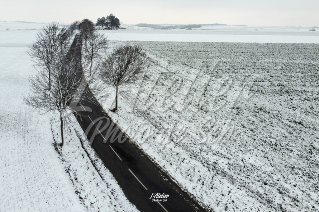 Photographie photo route neige drone